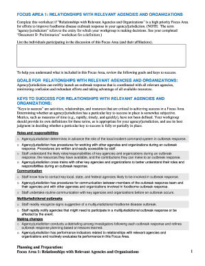 Focus Area 1 Worksheet: Relationships with Relevant Agencies and Organizations