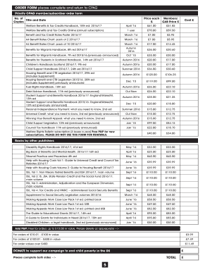CPAG Member Order Form