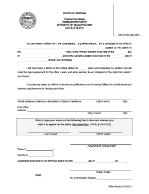 Arizona Federal Candidate Nomination Paper