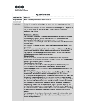 EU Drug Summary of Product Characteristics Feedback Form