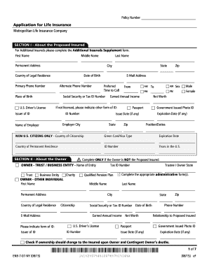 Application for Life Insurance