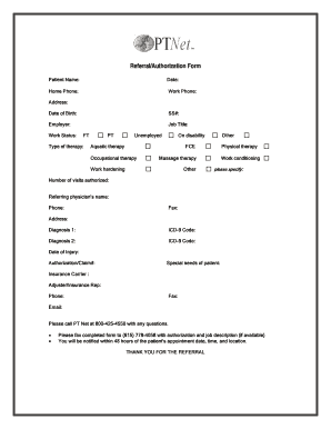 Referral Authorization Form for Therapy