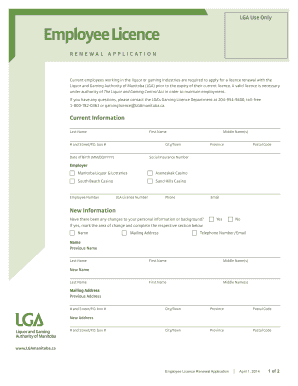 Employee Licence Renewal Application