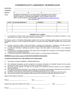 Confidentiality Agreement Business Sales