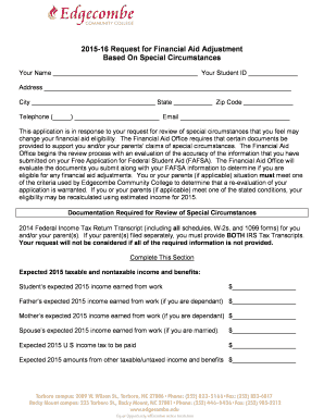 Request for Financial Aid Adjustment