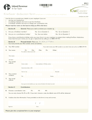 KiwiSaver Deduction Form
