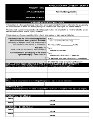 Application for Offer of Tenancy