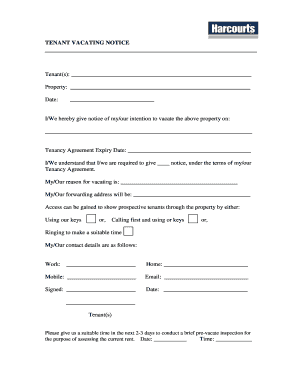 Tenant Vacating Notice