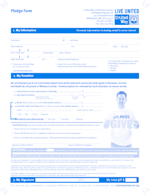 United Way of Whatcom County Pledge Form