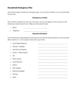 Household Emergency Plan