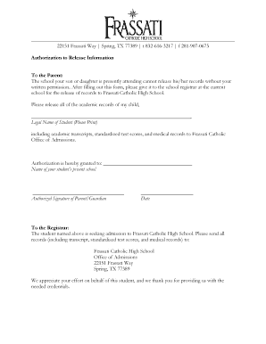 Authorization to Release Student Records