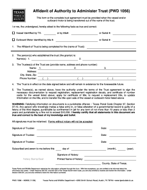 Affidavit of Authority to Administer Trust