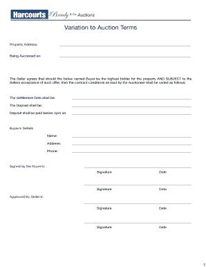 Variation to Auction Terms