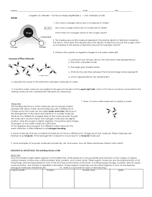 Chapter 2 & 3 Review Chemistry of Life