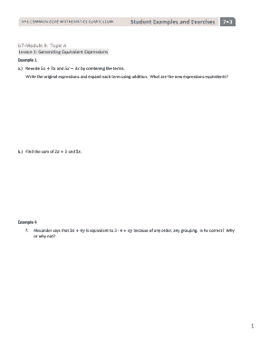 NYS Common Core Mathematics Curriculum Student Examples and Exercises