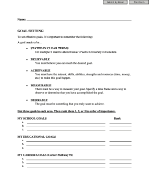 Goal Setting Form