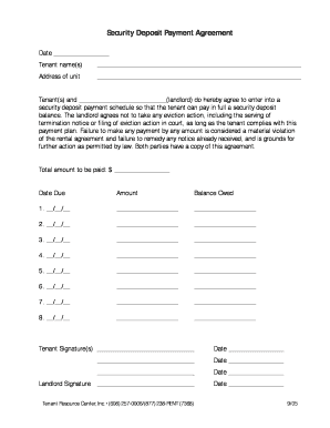 Security Deposit Payment Agreement