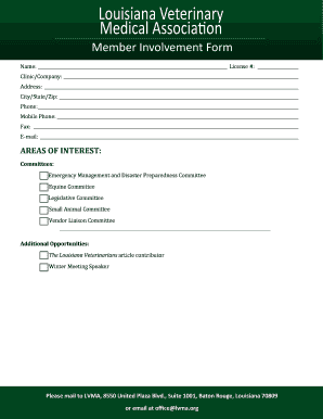 Louisiana Veterinary Medical Association Membership Application