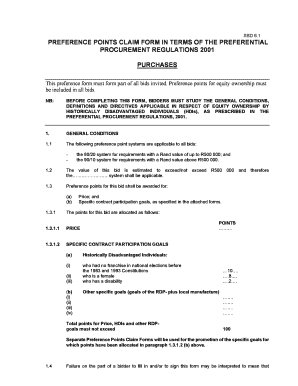 Preference Points Claim Form