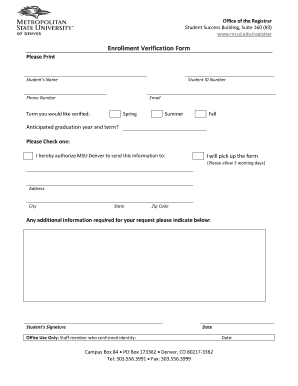 Enrollment Verification Form