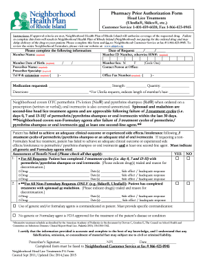 Pharmacy Prior Authorization Form for Head Lice Treatments
