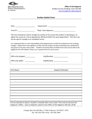 Section Switch Form