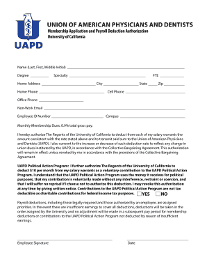 Union of American Physicians and Dentists Membership Application