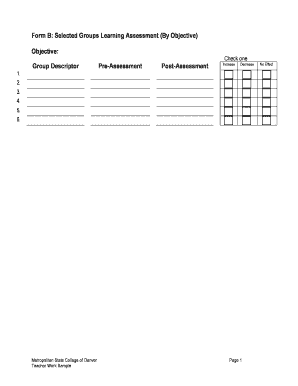 Selected Groups Learning Assessment