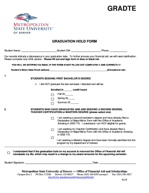 Graduation Hold Form