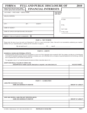 Florida Financial Interest Disclosure Form 6