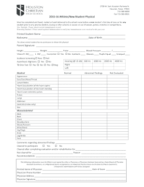Texas Student Physical Form