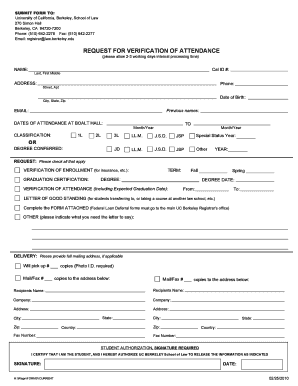 Request for Verification of Attendance