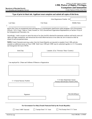 I-508 Waiver of Rights and Privileges