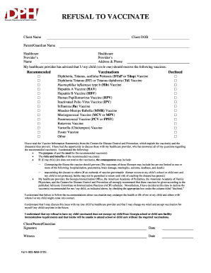 Georgia Vaccine Refusal Form
