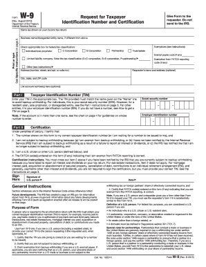 IRS Form W-9 Request for Taxpayer Identification Number and Certification