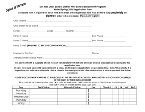 Fillable Online ASP Enrichment Registration Form Fax Email Print - pdfFiller