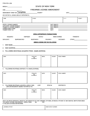New York Firearms License Amendment Form