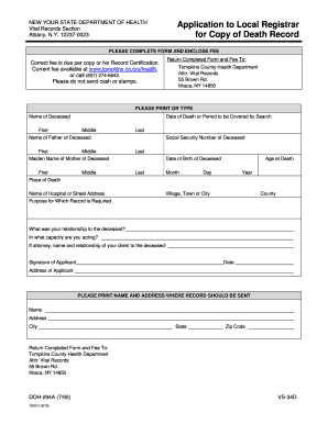 New York Death Record Application