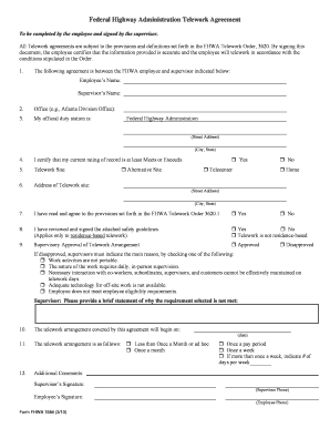 Federal Highway Administration Telework Agreement