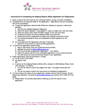 Helping Restore Ability Employment Application