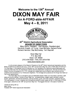 Dixon May Fair Entry Form