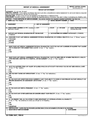 DD Form 2697 Medical Assessment Report