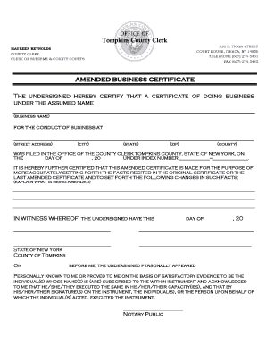 Amended Business Certificate