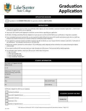 LSSC Graduation Application Form
