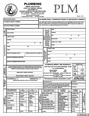 Henrico Virginia Plumbing Permit Application