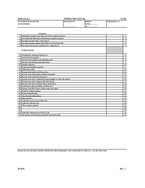CMS-2552-96 Statement of Revenues and Expenses