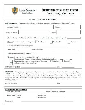 Student Exam Request Form