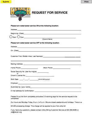Utility Service Request Form