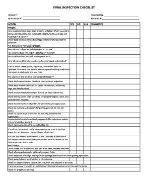 Fillable Online FINAL INSPECTION CHECKLIST - connectncdotgov Fax Email ...