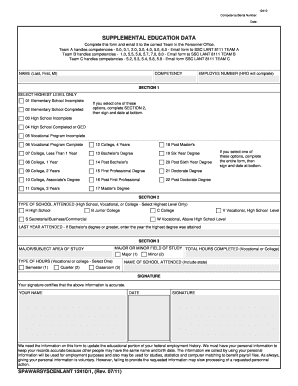 Supplemental Education Data Form